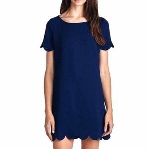 Monteau Scalloped Dress in Cobalt